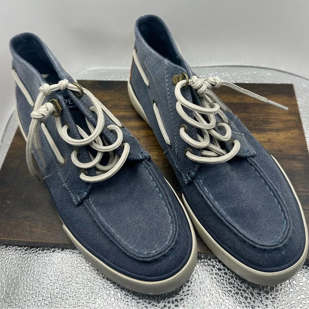 Sperry Denim Blue Pier Crest Ankle Boat Shoes - Size 7